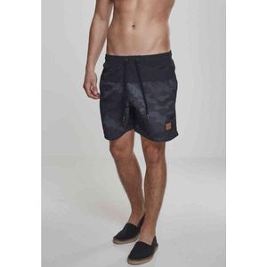 Urban Classics - Block Swim Shorts - Zwembroek - Donkercamouflage/Zwart - 100% Nylon