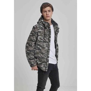 Urban Classics Middellange katoenen jas in camouflage-look, meerkleurig (olijf/zwart/wit 01383), L