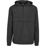 Urban Classics - Windbreaker Basic Pull-Over - Jacket - Zwart - Lichtgewicht met Capuchon en Ritssluiting