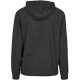 Urban Classics - Windbreaker Basic Pull-Over - Jacket - Zwart - Lichtgewicht met Capuchon en Ritssluiting