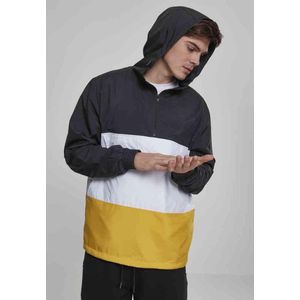 Urban Classics - Pullover Color Block Over - Zwart/Chroom/Wit - Voor Heren en Jongens