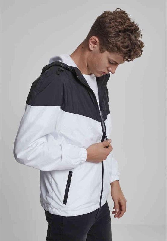 Urban Classics - Windbreaker 2-Tone Tech - Overgangsjas - Zwart/Wit - Effen - Lange Mouwen