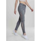 Slimfit Jeans - Zwart - Denim - Vetersluiting Aan Zijkant