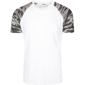Urban Classics - Raglan Contrast Heren T-shirt Wit Groen