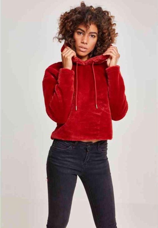 Urban Classics - Oversize Short Teddy Hoodie/trui - Rood