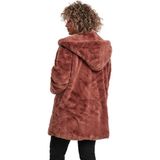 Pluche Damesjas - Zwart - Teddystof - Capuchon - Zijdelingse Steekzakken