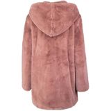 Pluche Damesjas - Zwart - Teddystof - Capuchon - Zijdelingse Steekzakken