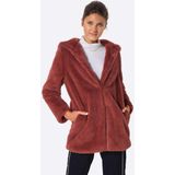 Pluche Damesjas - Zwart - Teddystof - Capuchon - Zijdelingse Steekzakken