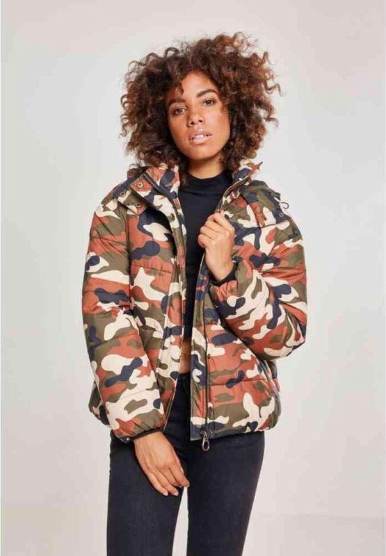 Urban Classics - Boyfriend Camo Puffer Jacket - Tussenjas - Camo - 100% Polyester