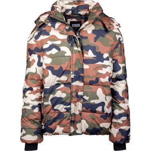 Urban Classics Donsjack voor dames, camouflage, winterjas, boyfriend camo puffer jas, Rustycamo, 5XL grote maten