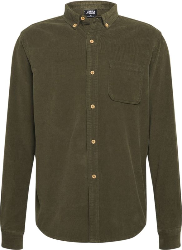 Urban Classics - Herenhemd - Corduroy - Lange Mouwen - Olijfgroen