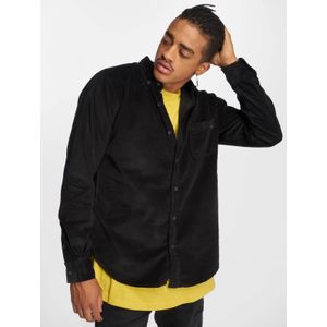 Overhemd - Corduroy - Zwart - Knoopsluiting - Borstzak