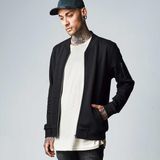 Sweatvest - Bomberjack - Effen - Sweatstof - Geribbelde Kraag