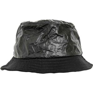 Yupoong Flexfit Crinkled Paper Bucket Hat Unisex heren en dames vissershoed, zwart, Eén maat