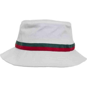 Flexfit - Stripe Bucket Hat white/firered/green one size Bucket hat / Vissershoed - Wit