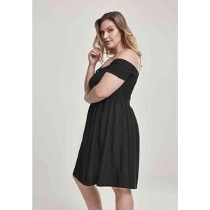 Urban Classics - Damesjurk - Smoked Off Shoulder - Zwart - Jersey