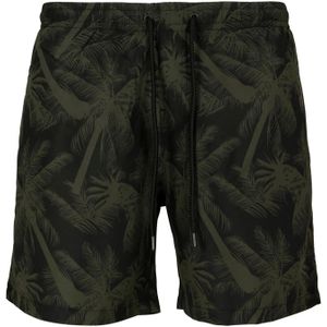 Urban Classics - Pattern Swim Shorts - Zwembroek - Zwart/Olivengroen - 100% Polyester
