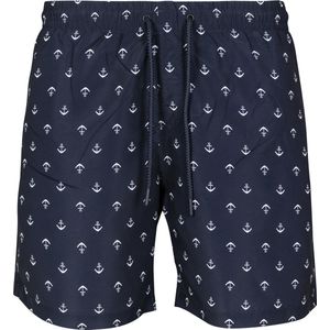 Urban Classics - Pattern Swimshort - Zwembroek - Blauw - Anker - Polyester