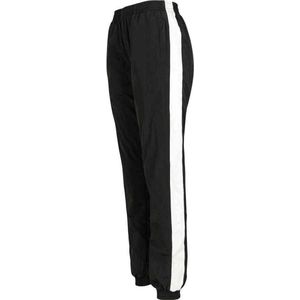 Urban Classics - Striped Crinkle Dames joggingbroek - Zwart/Wit