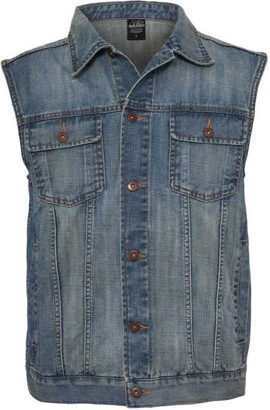 Urban Classics Denim Vest - Mouwloos met Knoopsluiting en Borstzakken
