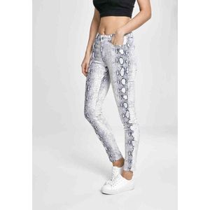 Urban Classics - Ladies Snake Stretch Twill Skinny Pants - Gebroken Wit/Grijs - Dames Stoffen Broeken