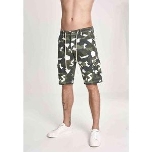Urban Classics Cargo Korte broek Geometric Camo Stretch Twill Cargo Groen/Wit