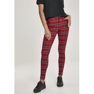 Urban Classics - Tartan Skinny jeans Rood/Zwart