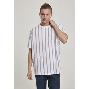 Urban Classics - Heavy Oversized AOP Stripe Heren T-shirt - Wit Blauw