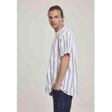 Urban Classics - Heavy Oversized AOP Stripe Heren T-shirt Wit Blauw