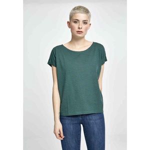 Urban Classics - Yarn Dyed Baby Stripe Dames T-shirt - Groen Zwart