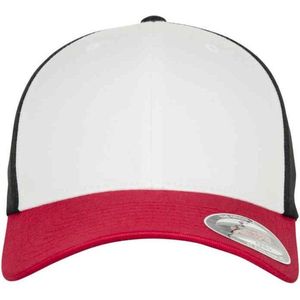 Flexfit 3-Tone Baseball Cap, rood/Wit/Zwart, S/M