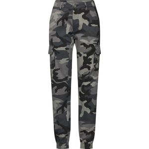 Urban Classics Cargobroek voor dames, hoge taille, camouflage, donkercamo, Dark Camo, 31