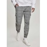Urban Classics - AOP Glencheck Cargobroek - Wit/Zwart