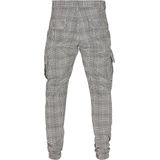 Urban Classics - AOP Glencheck Cargobroek - Wit/Zwart