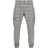 Urban Classics - AOP Glencheck Cargobroek - Wit/Zwart
