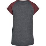 Urban Classics - Contrast Raglan Dames T-shirt Grijs Bordeaux rood
