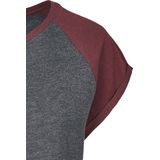 Urban Classics - Contrast Raglan Dames T-shirt Grijs Bordeaux rood
