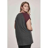 Urban Classics - Contrast Raglan Dames T-shirt Grijs Bordeaux rood
