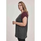 Urban Classics - Contrast Raglan Dames T-shirt Grijs Bordeaux rood