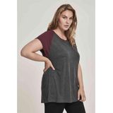Urban Classics - Contrast Raglan Dames T-shirt Grijs Bordeaux rood