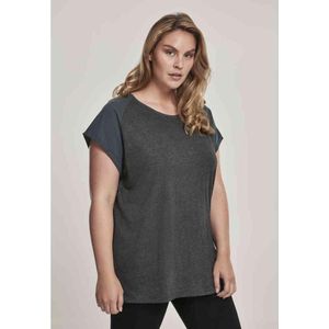 Urban Classics - Contrast Raglan Dames T-shirt Grijs Groen