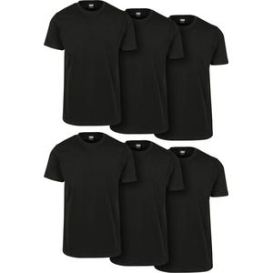 Urban Classics Basic 6 Pack Heren T shirt Zwart
