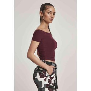 Urban Classics - Off Shoulder Rib Crop top - Bordeaux rood