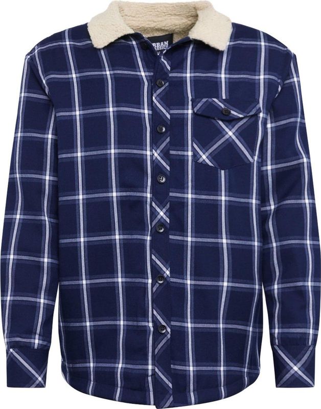 Urban Classics - Sherpa Lined Shirt Jacket   Blauw/Wit