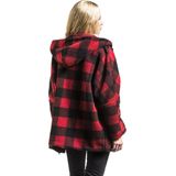Urban Classics - Oversized Check Sherpa Winterjas   Rood/Zwart