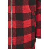 Urban Classics - Oversized Check Sherpa Winterjas   Rood/Zwart