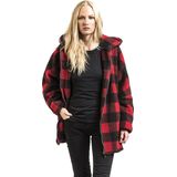 Urban Classics - Oversized Check Sherpa Winterjas   Rood/Zwart