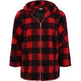Urban Classics - Oversized Check Sherpa Winterjas   Rood/Zwart