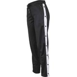 Urban Classics - Dames Button Up Trackbroek - Zwart/Wit - Casual Materiaal