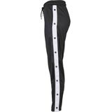 Urban Classics - Dames Button Up Trackbroek - Zwart/Wit - Casual Materiaal